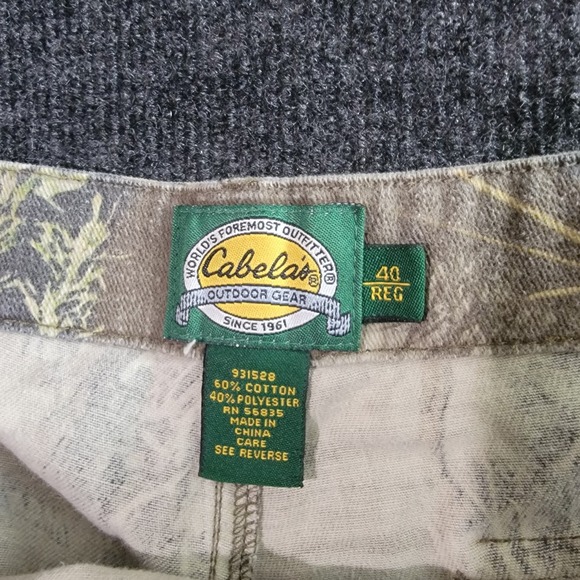 Cabelas Outdoor Gear Cargo Pants 40 Regular Brush Camo Hunting Cotton Blend - Picture 7 of 12